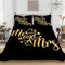 Michorinee Partner Bettwäsche Set 135x200 4teilig Mr und Mrs Schwarz Gold Love Herzen Ornamente Paare Bettbezug Wendemotiv Microfaser Partnerbettwäsche Set - 2 x 135 x 200 + 2 x 80 x 80 cm