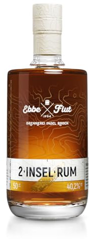 Ebbe und Flut '2-Insel-Rum' | Premium Rum aus Norddeutschland & Karibik | Aromen von Kokos, Kandis & Vanille | Kräftige Holznoten durch Lagerung in Whiskyfässer | Handgemacht | 500ml | 40,7%