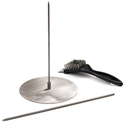 KUHA Gaucho - Supporto verticale per spiedini da 20,5 cm e 30,5 cm, per Tacos al Pastor, barbecue brasiliano e kebab Doner, fornito con spazzola per la pulizia della griglia