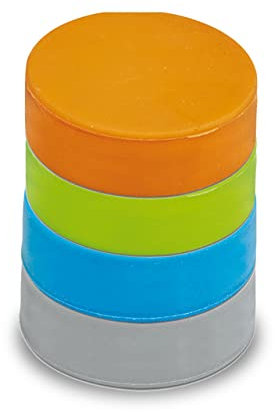 MAUL Neodym Magnet Ø33 x 10 mm (4 Stück) | Magnet stark (0,8kg) aus Silikon | Magnete mit elegantem und modernem Design | Magnet für Magnettafel, Whiteboard und Kühlschrank | Bunt