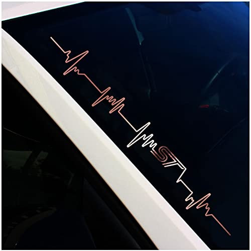 Finest Folia Frontscheibenaufkleber Schriftzug Herzschlag ST Aufkleber für Windschutzscheibe Heckscheibe Frontscheibe Auto Fahrzeug Dekor Sticker FS61 (Rosegold Chrom, Außenklebend)