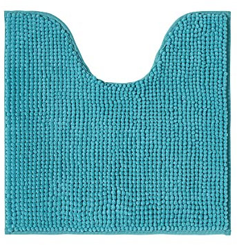 Decomira Badematte rutschfest WC Vorleger mit Ausschnitt | Als Badteppich Set kombinierbar | Chenille Badezimmer-Teppich Bad-Vorleger waschbar | Für freistehende Toiletten | Petrol Türkis - 45x45 cm