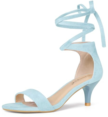 Allegra K Women's Kitten Heel Lace Up Sandals