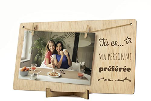 CONTRAXT Pêle-Mêle Photo Mural en Bois | Cadre Original avec Pinces et Corde pour Photos | Idée Cadeau pour Meilleur Ami, Amie, Homme et Femme