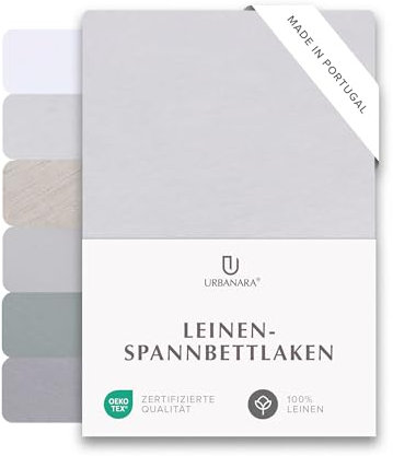 URBANARA Spannbettlaken Toulon 200x200 cm bis 25 cm Steghöhe I 100% europäisches Leinen Made in Portugal Oeko Tex Zertifiziert I Atmungsaktiv & Temperaturregulierend mit Gummizug I Natur