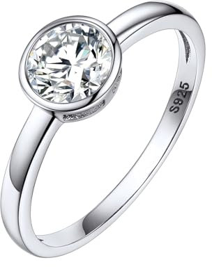 Silvora S925 Silber Damen Zirkon Ring Schlichter Schmaler 1 Karat Weiß Zirkonia Fingerring 6.5mm breit im Facetten Design Ringgröße 64(20.5) für Ehering Hochzeitsring Ewigkeitsring Partnerring