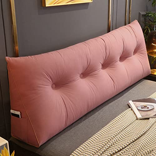 RAKTOV Bequemes Lendenkissen, Lesekissen, Rückenlehne, dreieckiges Kopfteil, Keilkissen, großes Kissen für Erkerfenster, Tatami, Sofa, Schlafzimmer, 200 x 50 x 20 cm, Pink