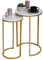 Mendler 2er-Set Beistelltisch HWC-K46, Kaffeetisch Nachttisch Loungetisch, Marmor-Optik MDF - weiß-Gold