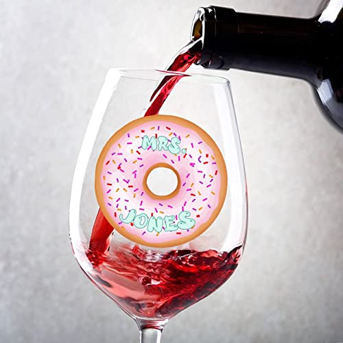 Rimego Donuts mit Benutzerdefiniertem Namen Weinglas Kelch, 17oz Rotweingläser 2er Set Deko Weingläser Einzigartiges Geschenk für Hochzeitstag Weihnachten - Klar
