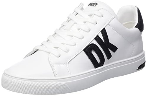DKNY Damen Abeni Lace-up Leather Sneakers Sneaker, Brght Wt/Bk, 37.5 EU