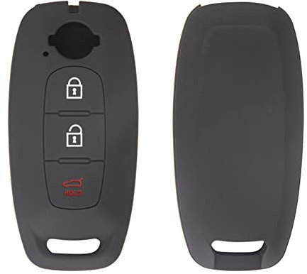 Happyit Couverture de Cas de Clé de Voiture de Silicone pour Nissan Juke Teana 2023 3 Boutons Accessoires pour Télécommande sans Clé (Noir)