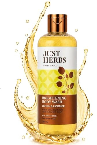 Just Herbs Vitamin C Brightening Body Wash with Lime and Liquorice for Men & Women | Hydrates Skin, Reduces Hyperpigmentation & Maintains pH Level | Suits All Skin Types- 300 ml