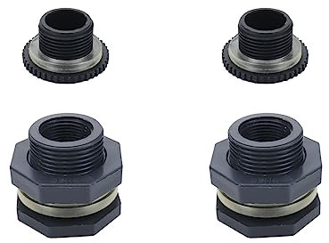 Woogim Raccordo per paratia in PVC per paratia a compressione con spina 1 pollici, grigio chiaro 2 set
