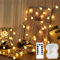 Kugel Lichterkette, 10M 100LED lichterkette batterie, lichterketten außen/innen 8 Modi Dimmbar mit Timer, lichterkette outdoor, Enegiesparend, ideal für Weihnachten, Hochzeit, Party, Garten (Warmweiß)