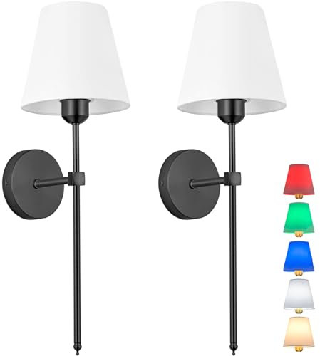 Battery Operated Gooseneck Wall Light Bend Pipe Wall Sconce Adjustable Angle Lighting Fixture,with Remote Dimmable LED Bulb for Farmhouse Interior Wall Decor (BK)