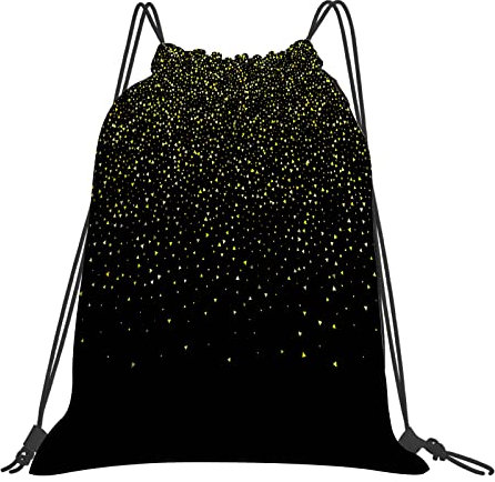 DELURA Rucksack mit Kordelzug,Golden Glitter Sparkle Bubbles Champagner-Partikel,Kordelzug-Sackpack für Sport, Yoga, Reisen, Cinch-Tasche mit Reißverschlusstasche