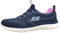 Skechers Damen Summits New Nature, Marineblauer Strick, rosa Periwinkle-Besatz, 39 EU