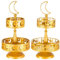 Nuenen 2 Stück Eid Metall Tablett Dekorationen Mubarak Tortenständer Goldene Dekorative Tabletts Ramadan Cupcake Halter Doppelschichtiger Keksständer Dessert Display Teller für Eid Party Zubehör