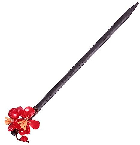 DRESSOOS 1pieza Horquilla Retro Floral De Madera Para Mujer Adorno De Cabello Vintage Rojo Accesorio Chic Para Peinados