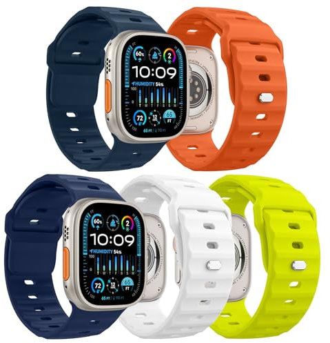 MoKo 5PZS Ocean Correa para Apple Watch Ultra2 49mm 46mm 45mm 44mm 42mm para Hombres y Mujeres,Silicona Pulsera Deportiva Correa para iWatch Serie 10 9 8 7 6 5 4 3 SE Ultra2,Multicolor A