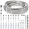Yakimz Rankhilfe aus Edelstahl für Kletterpflanzen, Rankhilfe, Profi-System als Komplettset mit Wandhaltern und 3mm Stahlseil für Kletterpflanzen, Seilspanner,Wäscheleine(8Halter, 12m Seil)
