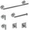 Towel Rail Bathroom Hardware Set 6-Piece, Brushed Nickel Bathroom Accessories Set 40CM Towel Rail, Toilet Paper Holder, 2 Wall Hooks, 2 Robe Hooks 304 Stainless Steel Screw-Fixed Wall Mounted