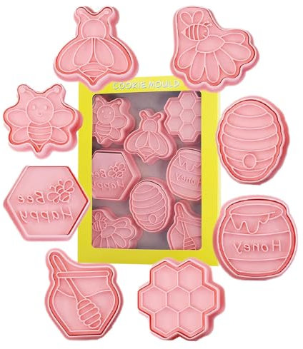 Ensemble d'emporte-pièces abeilles | Ensemble de tampons en forme d'abeille | Fournitures de pâtisserie de dessin animé pour décorations de gâteaux, remplissages de gâteaux, fondants, doux