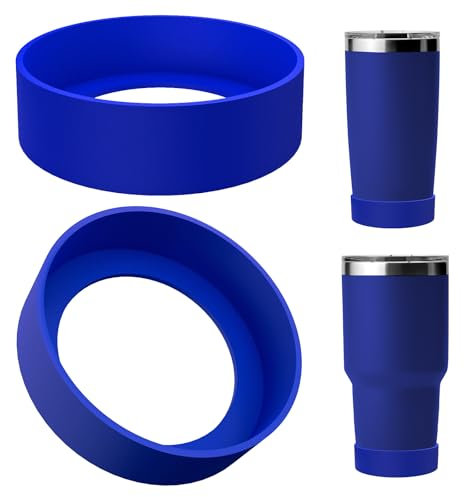 Linkidea Water Bottle Boot Compatible with YETI Rambler Tumbler 20oz/30oz, Travel Mug 20oz/30oz, Straw Cup 26oz, Silicone Bottle Bottom Bumper Protector (Deepsea Blue / 2 Pack)