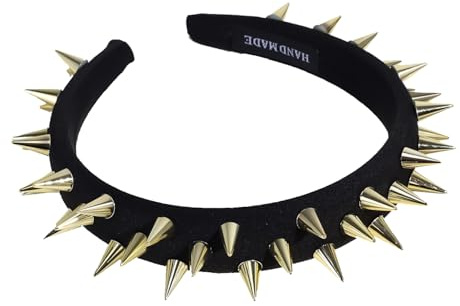 Miaija Studded Headband Punk Style Rivet Headband Spike Headband Hair Hoop Wicked Queen Headpiece for Women (Gold)
