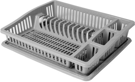 Urban Living Abtropfgitter 46 x 37 x 9,5 cm Geschirrablage Geschirrkorb Trockengestell (Grau)
