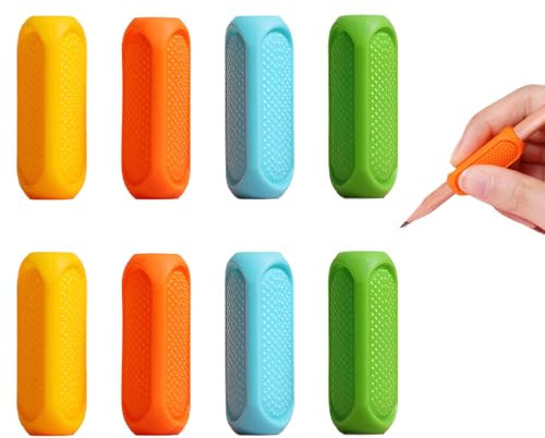 vcsjw Schreibhilfe für Stift Kinder 8 Stück,Stifthalter Kinder Hilfe,Silikon Grips Stiftehalter,Bleistift Griffe,Silikon Schreibhilfe Stifthaltung Stifte Kinder für Linkshänder oder Rechtshänder