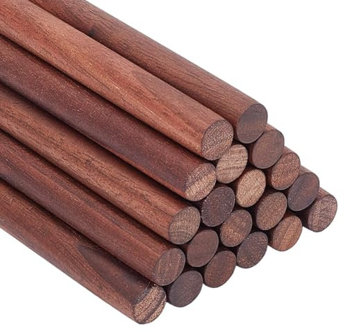 OLYCRAFT 20 Stück Walnuss Dübelstangen 14.9cm Lang Walnussholzstäbe 10mm Unbehandelte Runde Stäbe Holzschnitzblöcke Holzstäbchen Für Baumodellmaterial Heimwerker Bastelbedarf – Kokosnussbraun