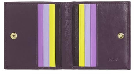 DUDU Mehrfarbiges Portemonnaie RFID in Leder mit Kartensteckfächer und Münzfach Deep Purple