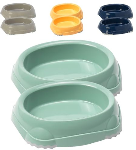 CAT CENTRE Green 2 Pcs 0.2L Pet Bowls Small Kitten Cat Dog Feeder Drinking Water Dish Dry and Wet Food Feeding Non-Slip