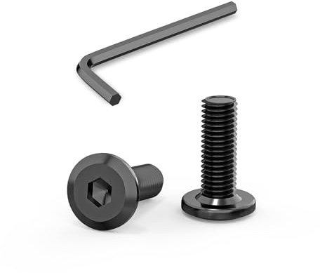 15 viti a testa piatta M6 x 16 mm, esagono incassato M6, in acciaio inox A2 V2A, filettatura completa in ossido nero con chiusura a esagono incassato
