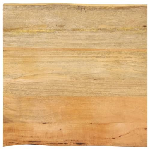 vidaXL Mango Wood Table Top Replacement Board - Solid Natural Finish Square Live Edge Dining Top, 60x60 cm, ic Design