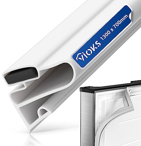 VIOKS Juego de juntas para frigorífico, 1300 x 700 mm, color blanco, para puerta de frigorífico, goma de sellado con cinta magnética para nevera y congelador