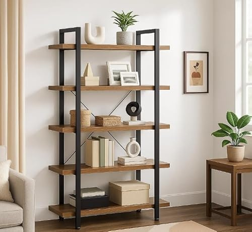 INDOORIST 5-Shelf Large Ladder Bookcase - Contemporary Style - 105cm x 33cm x 177cm - 5 Tier Book Storage for Living Room