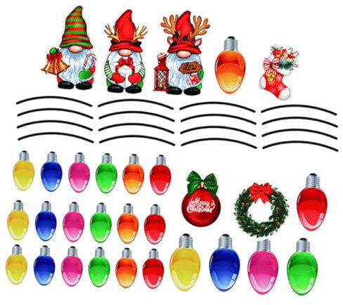 Amosfun Christmas Reflective Light Bulb Magnet Decorations Set 6 Large and 18 Small Bulbs 16 Wire Stickers for Car and Refrigerator Xmas Themed Magnetic Car Stickers for Holiday Decoration