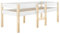 SogesPower Kinderbett Mini-Hochbett mit Rausfallschutz & Stauraum – Kiefer-Vollholz 90x200 cm, Weiß/Eiche | Sicher, Platzsparend, Inkl. Leiter