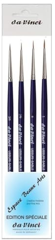 Pinceau Red Sable Brush Kolinsky Series 1522 N ° 2. Lot de 4 pinceaux 3/0, 2/0,0,1