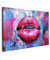 MuchoWow© Leinwand Groß 120x80 cm XXL Deko Schlafzimmer Aesthetic Leinwandbilder Wohnzimmer Gemälde Foto Geschenk Living Room Decoration Graffiti - Lippen - Leuchtend Rosa - Bemalt