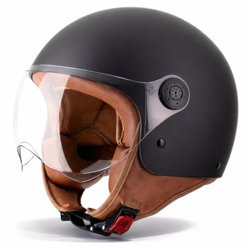 VINZ Duoro Roller Helm Jet Helm Mopedhelm Herren und Damen | in Gr. XS-XXL | Jethelm mit Visier | ECE 22.06 Zertifiziert | Motorradhelm | Erhältlich