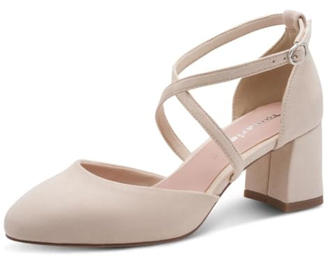 Tamaris Damen Pumps mit Blockabsatz, beige, 36 EU
