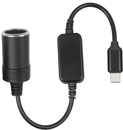 5V USB C Macho a 12V Enchufe de Encendedor de Cigarrillos Coche Adaptador | Adaptador Mechero Coche a Enchufe USB C Mechero Hembra 5V a 12V Cargador USB-C de Encendedor del Coche Zócalo Adaptador