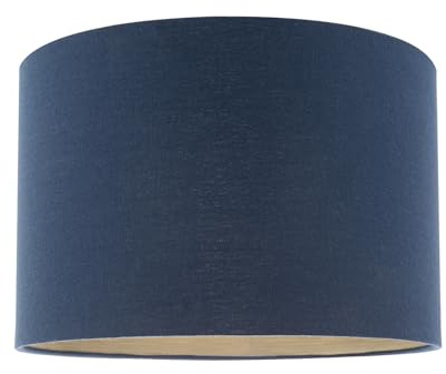 Navy Midnight Blue Lamp Shade in Textured Linen Fabric with Quality Brushed Gold Resin Inner Lining | 30cm x 20cm by Happy Homewares