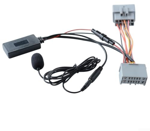 Zoegneer Bluetooth 5.0 Audio-Adapter-Schnittstellenkabel mit Mikrofon für Volvo C30 V50 S60 S80 XC90 V70 XC70 C70 Autoradio AUX-Eingang