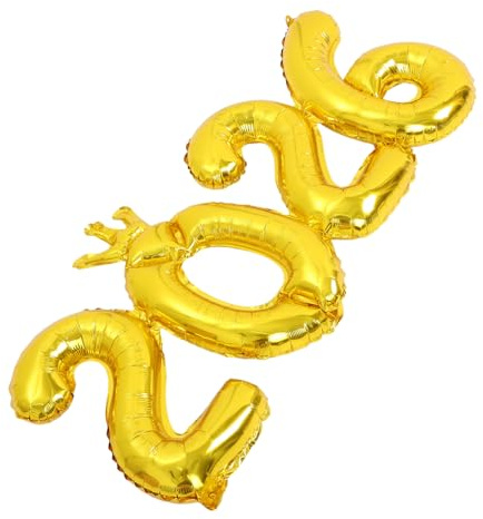 VICASKY Goldene Zahlen Folienballons 2026 Aluminiumfolie Leicht Für Silvester Abschlussfeier Geburtstagsdeko Mit Besonderem Design
