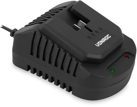 VONROC Chargeur Rapide VONROC 20V – 86W – 4,0A – Plateforme VPower 20V – Compatible avec Les Batteries : CD828AA, CD829AA, CD801AA, CD803AA