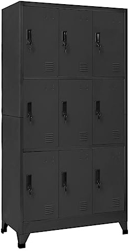 Zeehear Schließfachschrank Anthrazit 90x45x180 cm Stahl, Robuster Metall Spind mit 9 abschließbaren Türen, Büro Schulschrank für sichere Aufbewahrung, langlebiger Storage Cabinet